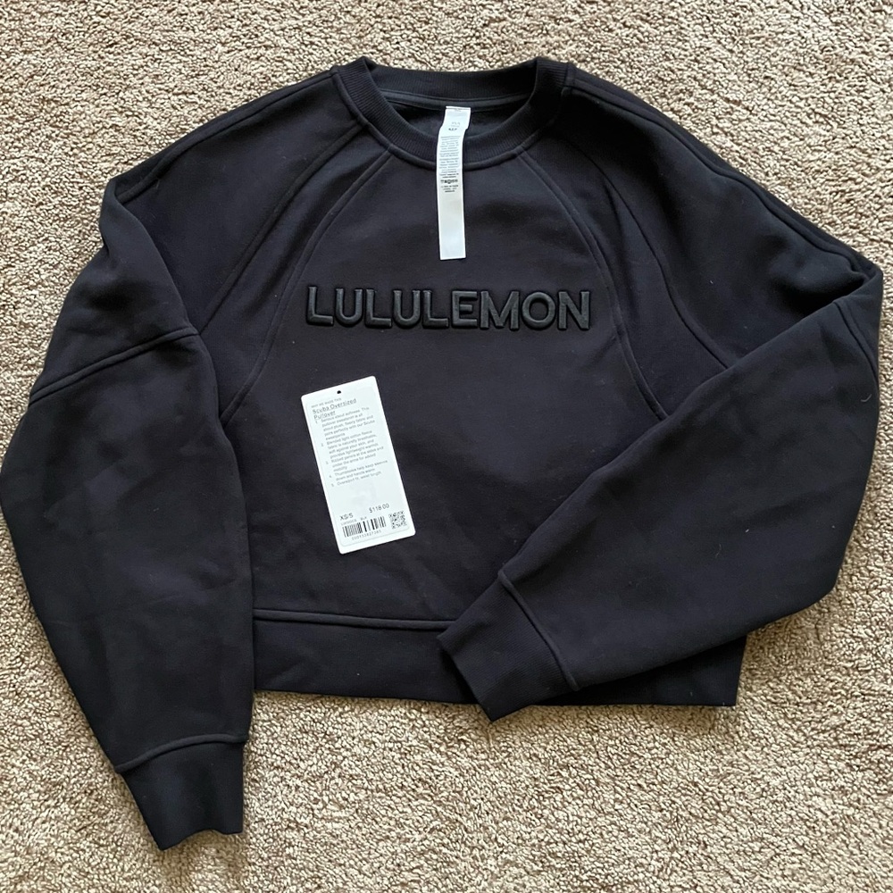 lululemon athletica Black Crewneck Sweatshirt with Raised Logo